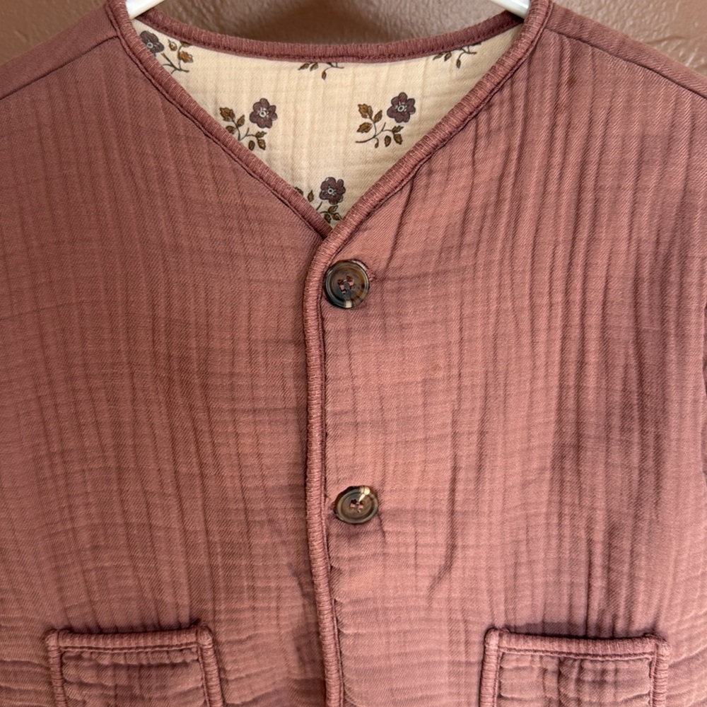 Quincy Mae Plum Quilted V-Neck Button Jacket - Picture 5 of 8